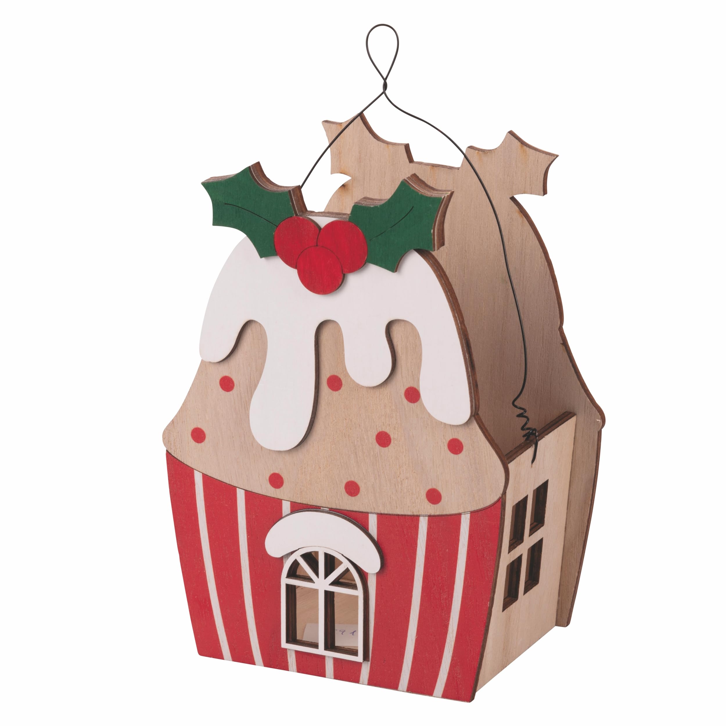 Villa d'Este Home Tivoli Cupcake Basket Plywood Iron Hook with Berries 14.5x9x20cm Xmas