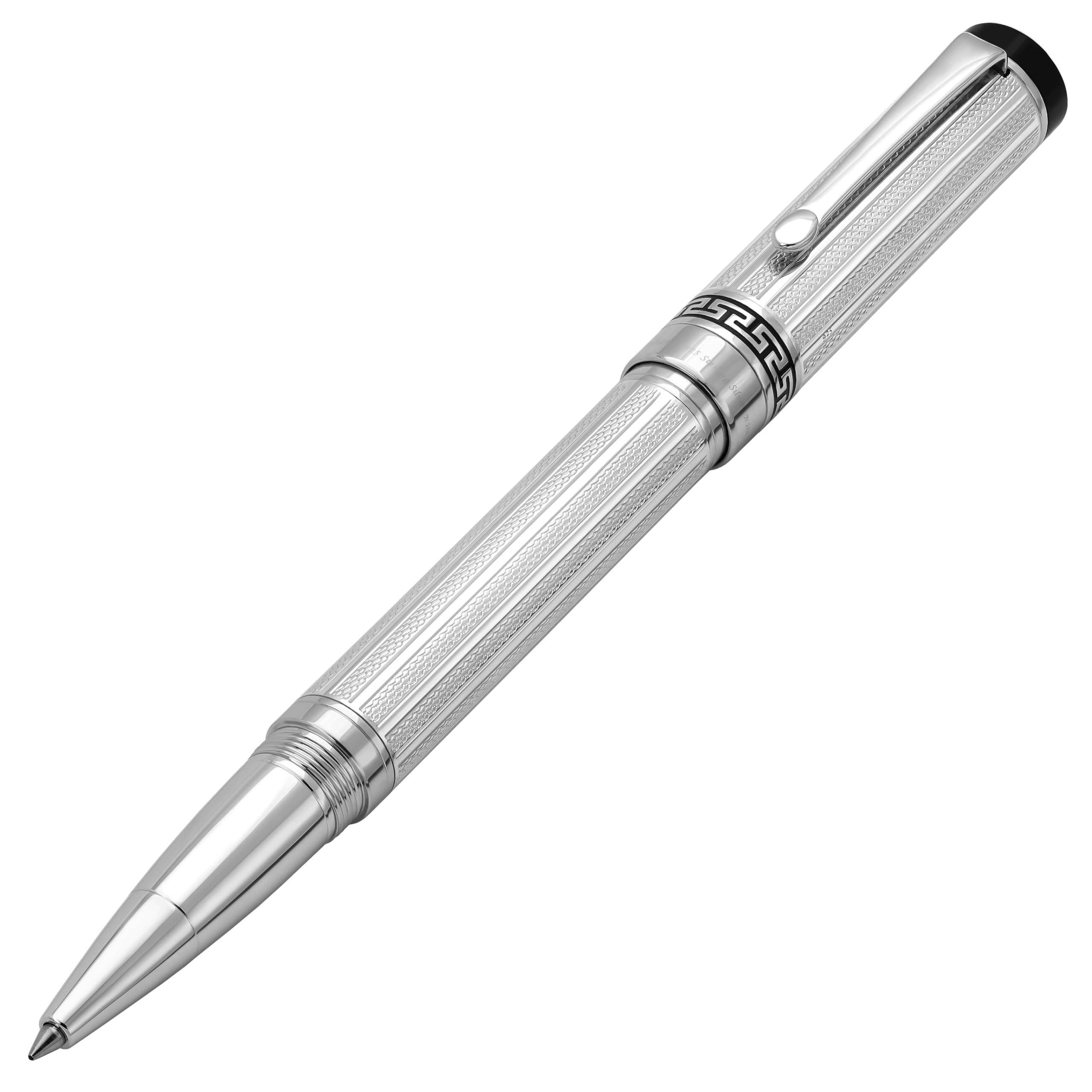 Xezo Tribune Rollerball Stift aus 925er Sterlingsilber, Feine Spitze. Platinbeschichtet. Handguilloche graviert und seriennummeriert