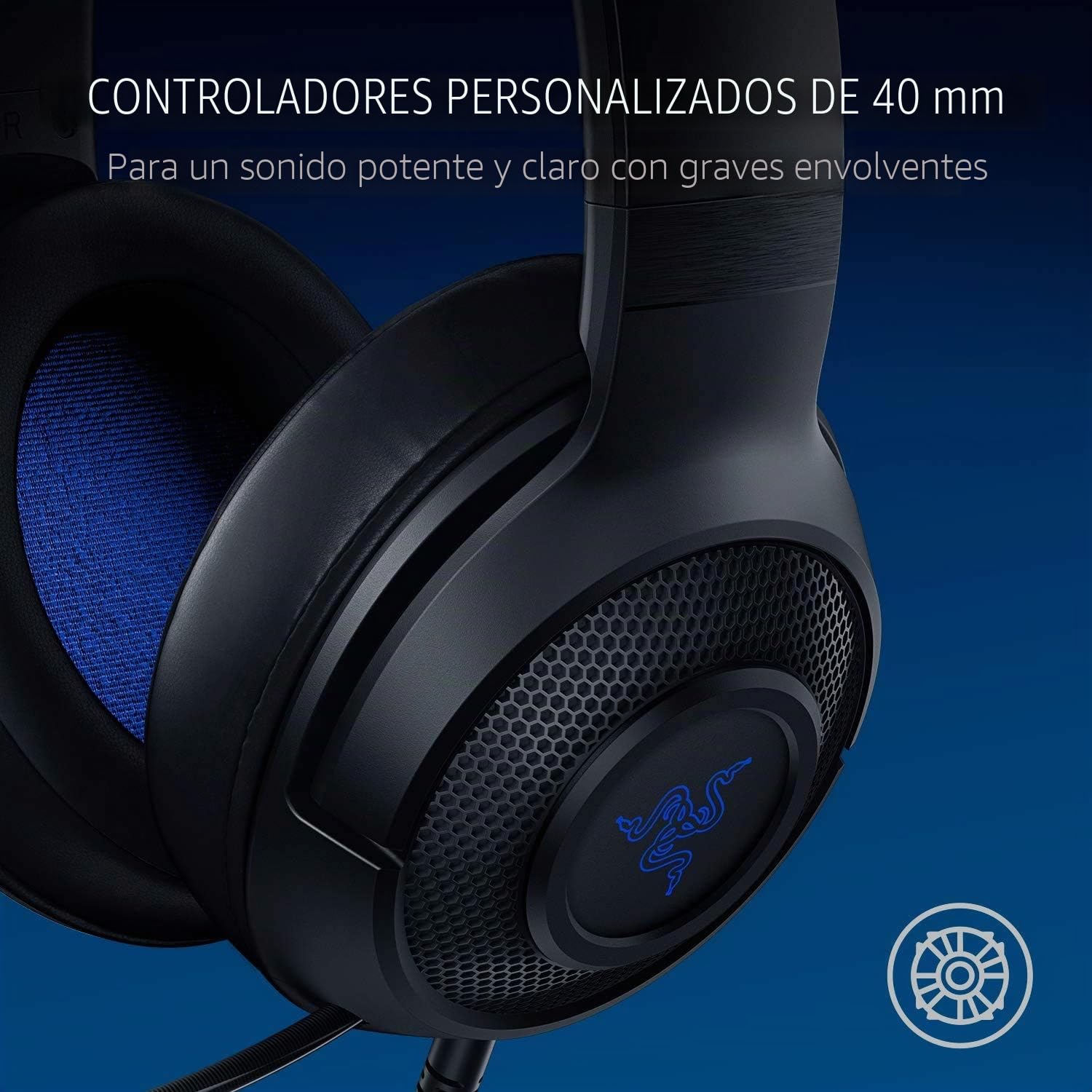 Razer Kraken X - Auriculares para Videojuegos ultraligeros para Consola, Sonido Envolvente 7.1, Marco Ligero, micrófono cardioide Plegable para PC, Xbox, PS4, Nintendo Switch, Color Azul y Negro