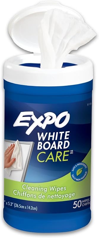 Whiteboard Care Dry Erase Wipes, Unscented, 50 Count - Home, Office, Teacher, Classroom Supplies