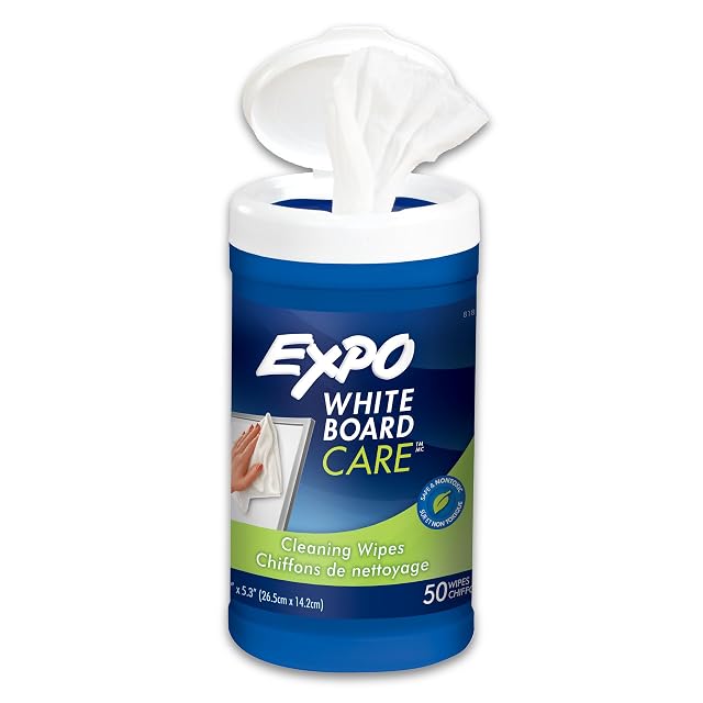 EXPO Whiteboard Care Dry Erase Wipes Unscented 8 x 5 5 50 Count