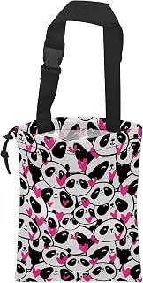 Car Trash Bag Hanging Cute Panda and Heart Car Trash Can Waterproof Garbage Bag Hanging for Car Back Seat