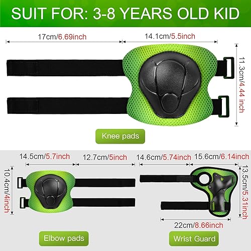 Vista 47 de Juego de rodilleras de protección para niños de 3 a 14 años, rodilleras y coderas con muñequeras 3 en 1 para patinaje, ciclismo, bicicleta, patinaje