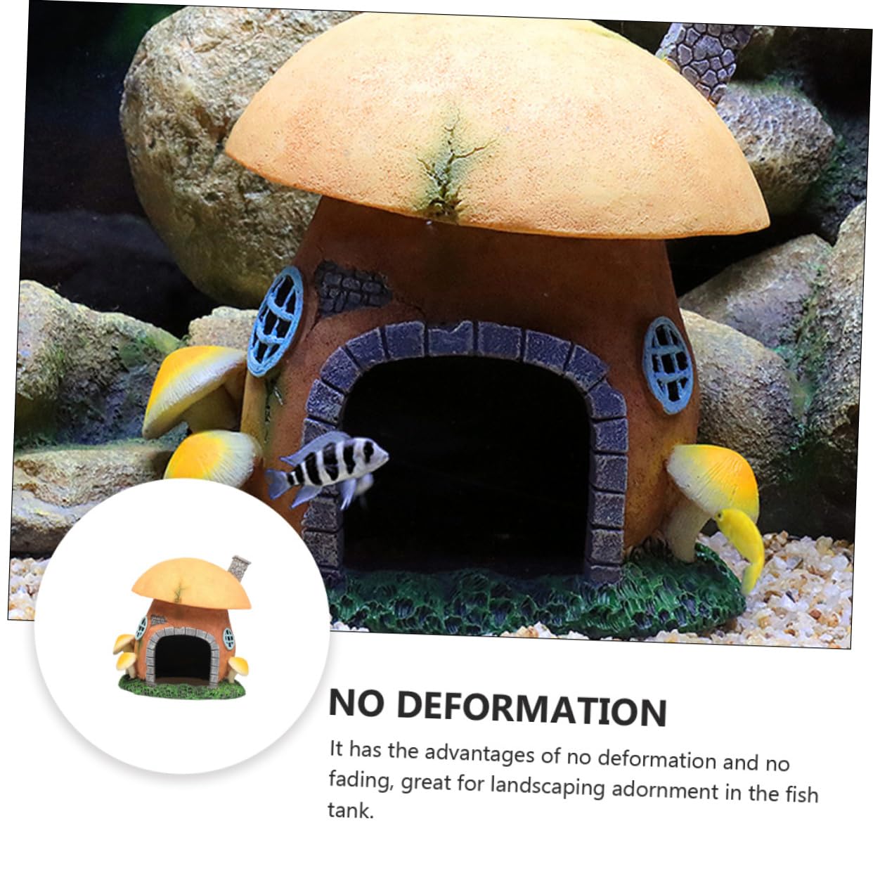 Happyyami 1pieza Adorno De Acuario De Premium Refugio Decorativo para Peceras Castillo De Hongos para Reptiles y Tortugas Suministro Acuático Natural