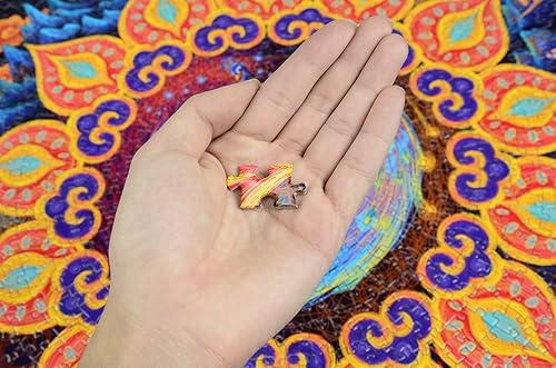 Miniatura 6 de Bgraamiens Puzzle- Huaxia Creature-A Peacock in His Pride-Rompecabezas de 1000 piezas con desafío de colores intensos, rompecabezas redondos de 1000