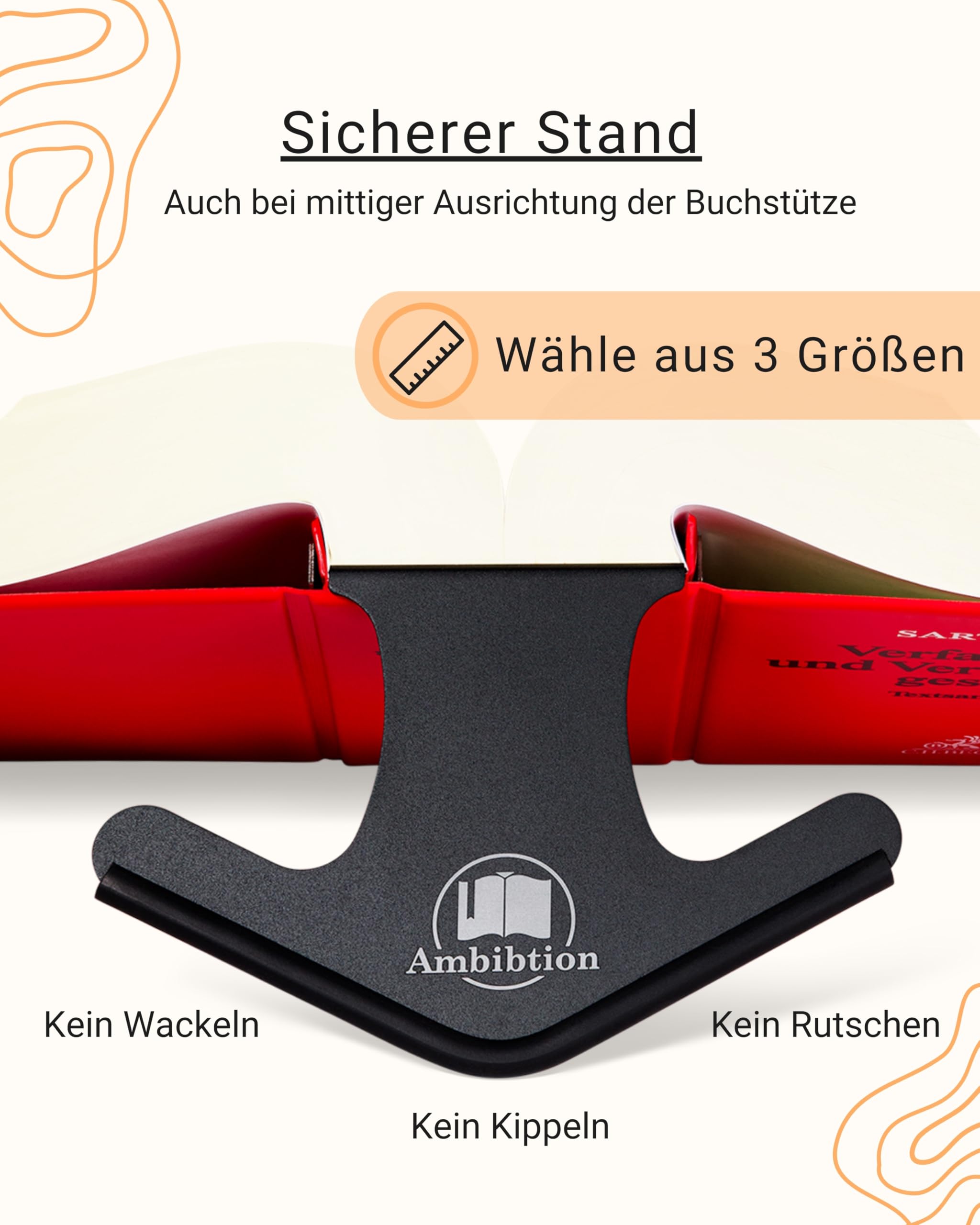 Schwenkbare Buchstütze kompatibel mit Habersack, Sartorius und Steuergesetze -richtlinien und -erlasse, Landesgesetze AMBIBTION (Schwarz) (M)