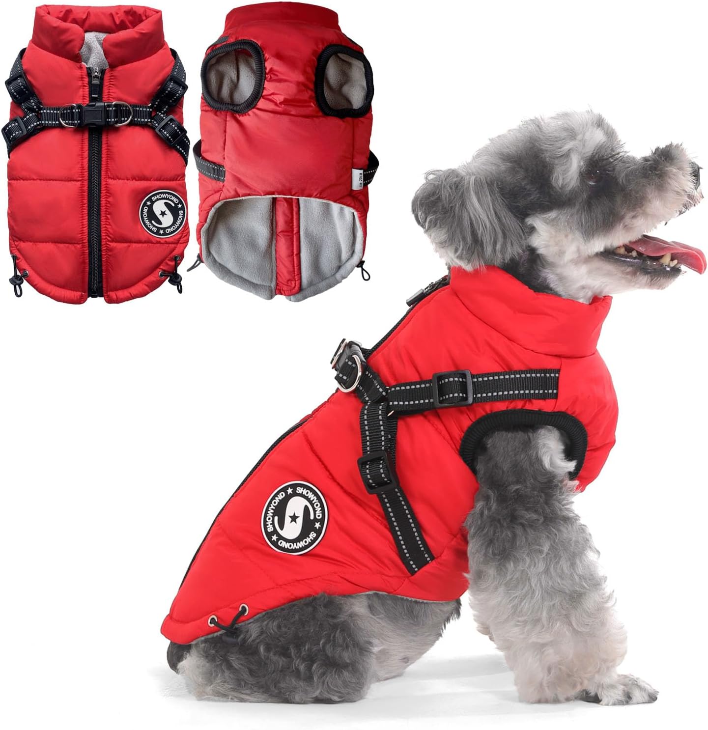 Dog Jacket Waterproof Fashion Dog Winter Coat with Harness Easy to Put on and Take Off Jackets for Small Medium Large Dogs