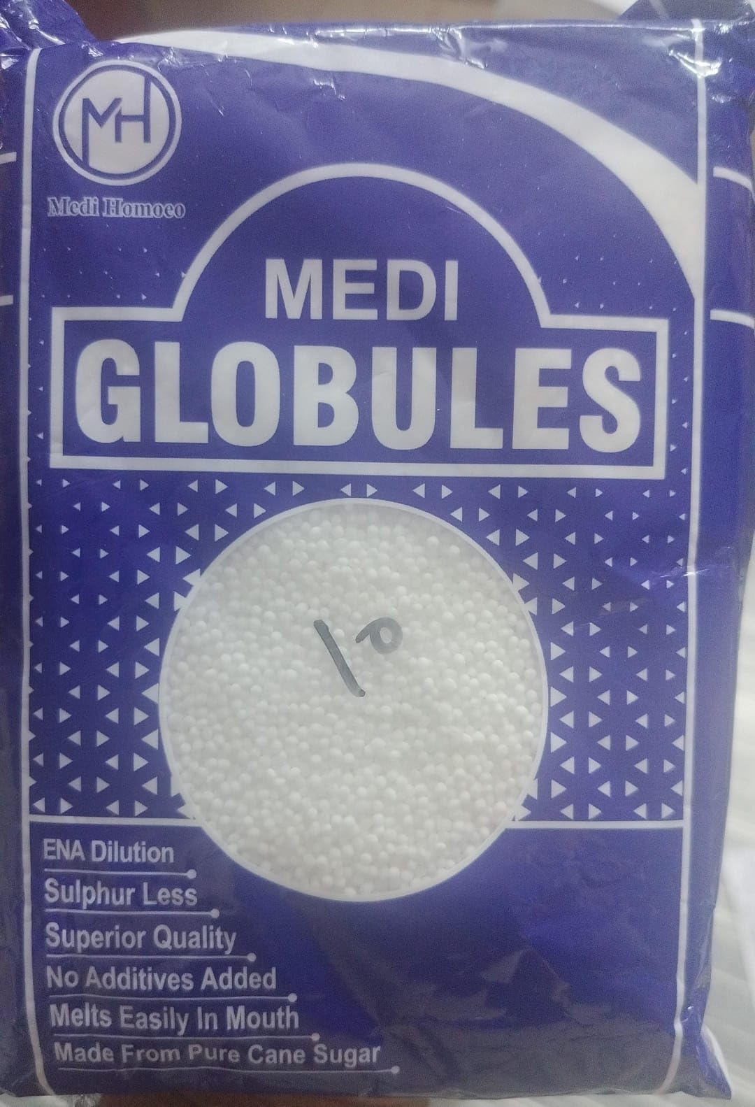 Medi Homoeo Sugar Globules Blank Pellets Plain Pills, Non-Medicated Pellets Pills | Sulphur Less Globules For Homeopathic Medicine (Size 10)