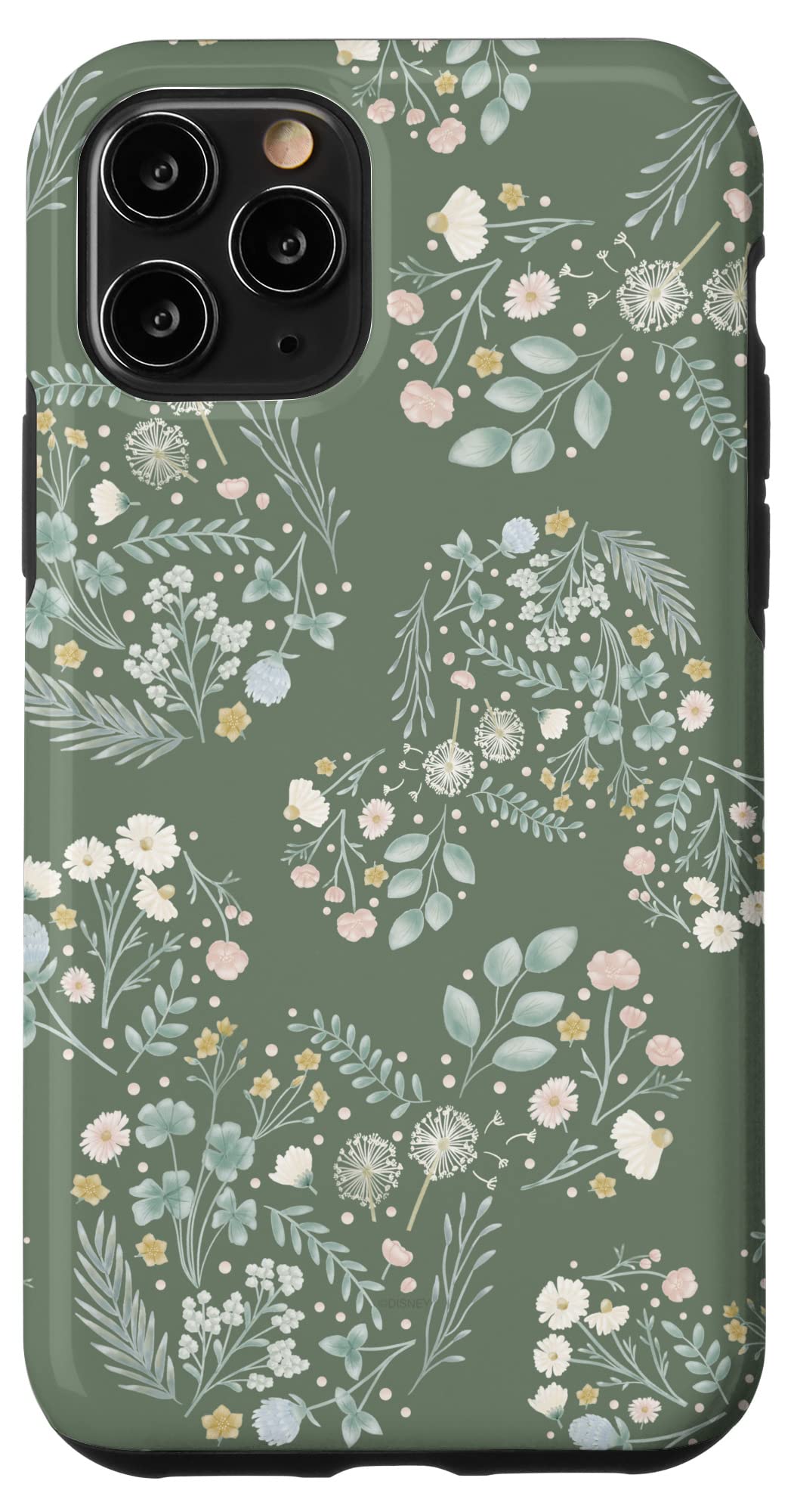 Coque iPhone 11 Pro Mickey Mouse Disney fleurs vert poudré