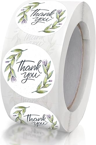 Calcomanías de agradecimiento de 1.5 pulgadas, 600 unidades de calcomanías de agradecimiento florales moradas, etiquetas autoadhesivas para embalaje