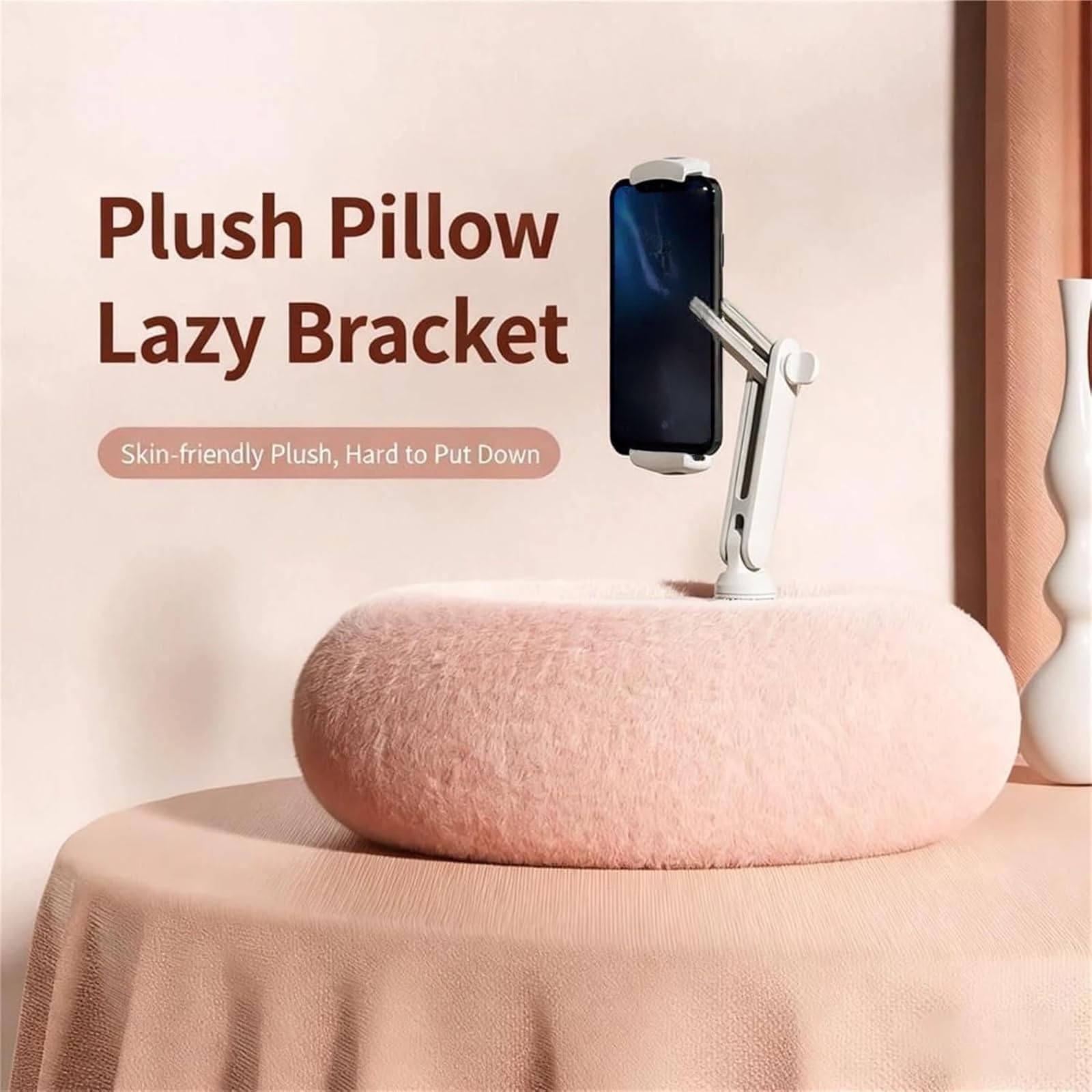 Cuscino in peluche Lazy Phone Staffa morbida delicata sulla pelle regolabile supporto per telefoni e tablet a letto e divano
