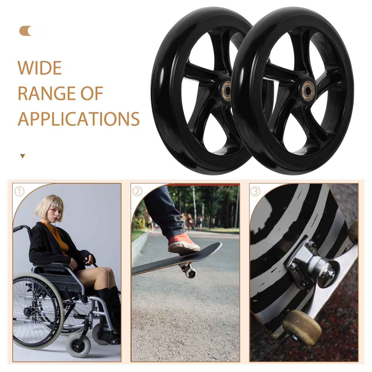 minkissy Roues de rechange pour scooters - Diamètre : 175 mm - Antidérapantes - Installation facile - Pour fauteuil roulant de scooter