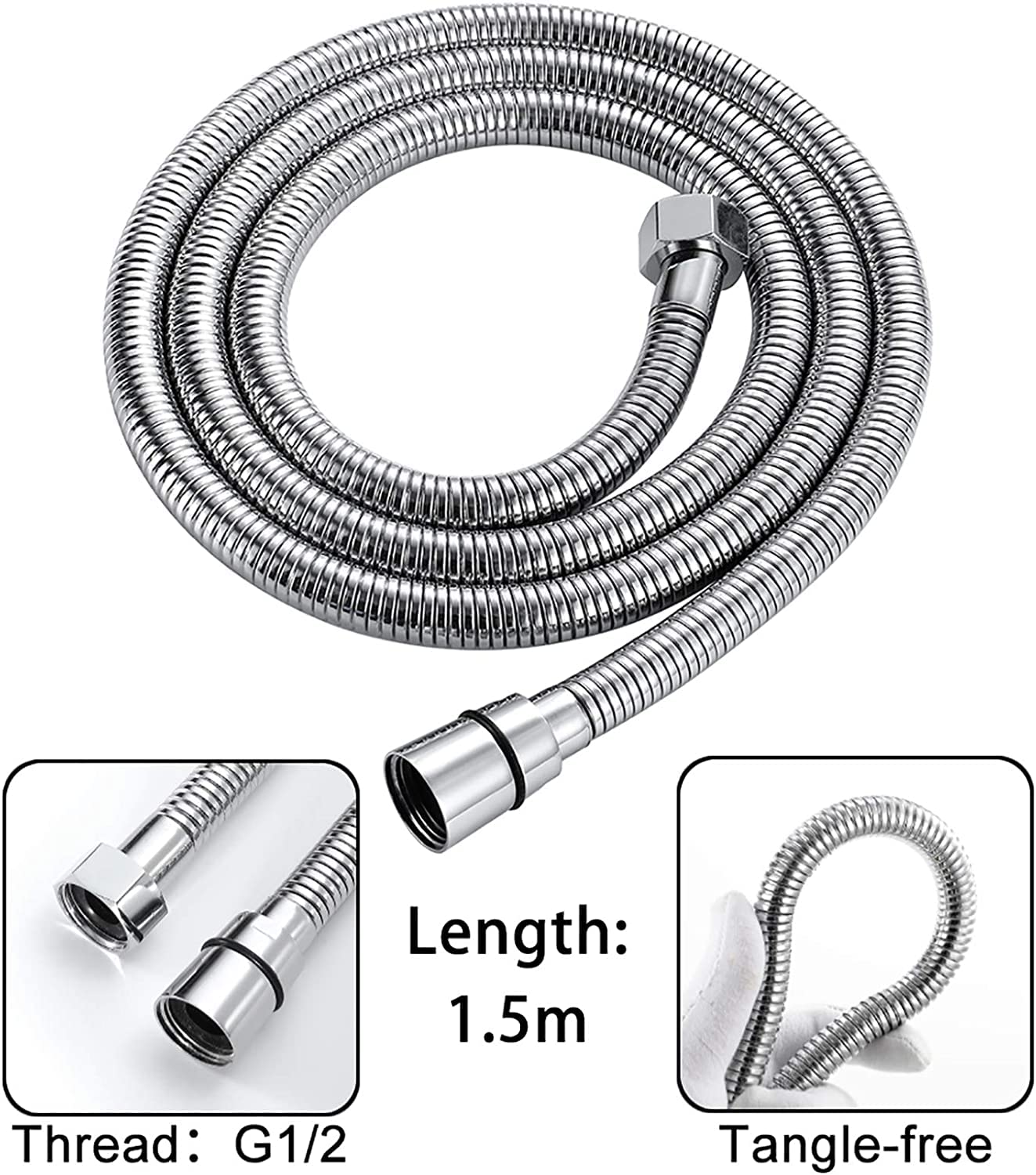 Juego de alcachofa de ducha de mano universal, 5 modos, rociador de ducha de alta presión, construcción de ABS con soporte y manguera de 1,5 m para una experiencia de ducha definitiva