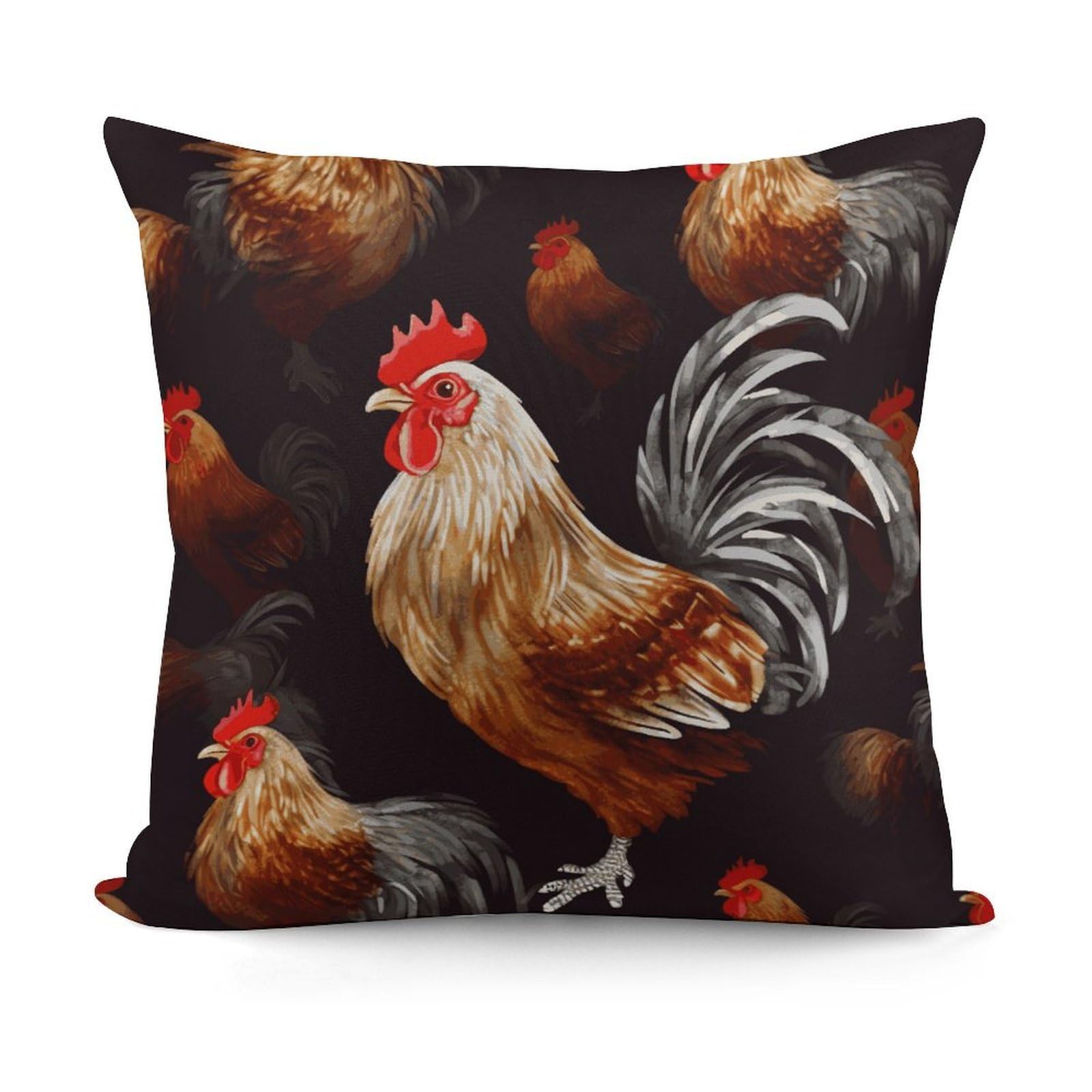 Adfgyerh Style Shine Rooster Decorative Pillow Covers, Throw Pillow Covers Soft For All Seasons, Pillowcases For Couch Living Room Sofa Bedroom 18X18 Inch