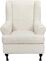 Vista 24 de Eco-Ancheng Funda para silla Wingback, 2 piezas, respaldo de ala, fundas de elastano para sillón con respaldo de ala, fundas para sillón con parte