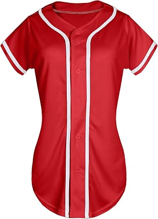 Womens Baseball Jersey Button Down Softball Jersey Short Sleeve Tee Hip Hop Shirt Active Team Sports Uniforms