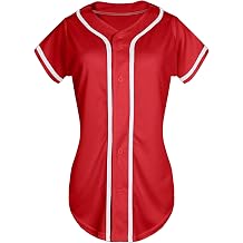 Womens Baseball Jersey Button Down Softball Jersey Short Sleeve Tee Hip Hop Shirt Active Team Sports Uniforms