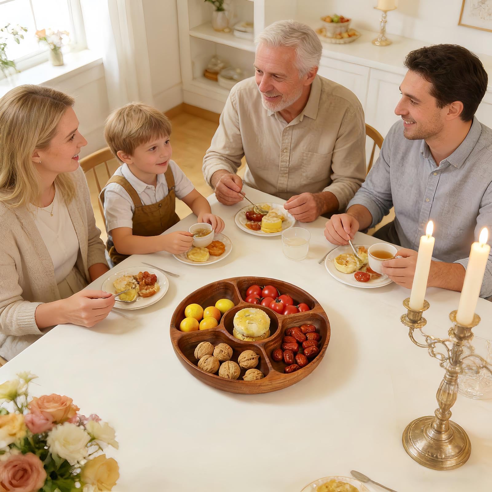 Servierplatte Party Servierplatte mit 5 Fächern | Präsentierteller Für Snacks, Charcuterie, Dessert, Süßigkeiten, Vorspeisen, Frühstück, , Küche, Esszimmer, Wohnzimmer,