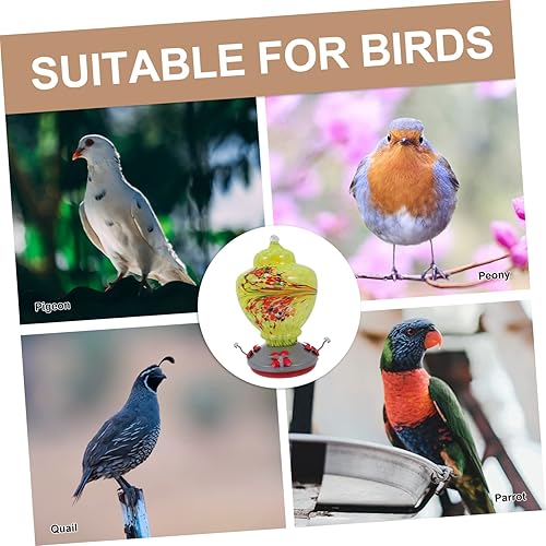 Miniatura 3 de GANAZONO 1 comedero de colibríes, ganchos de metal antiguos de vidrio para pájaros para exteriores, comedero de pájaros de vidrio soplado a mano,