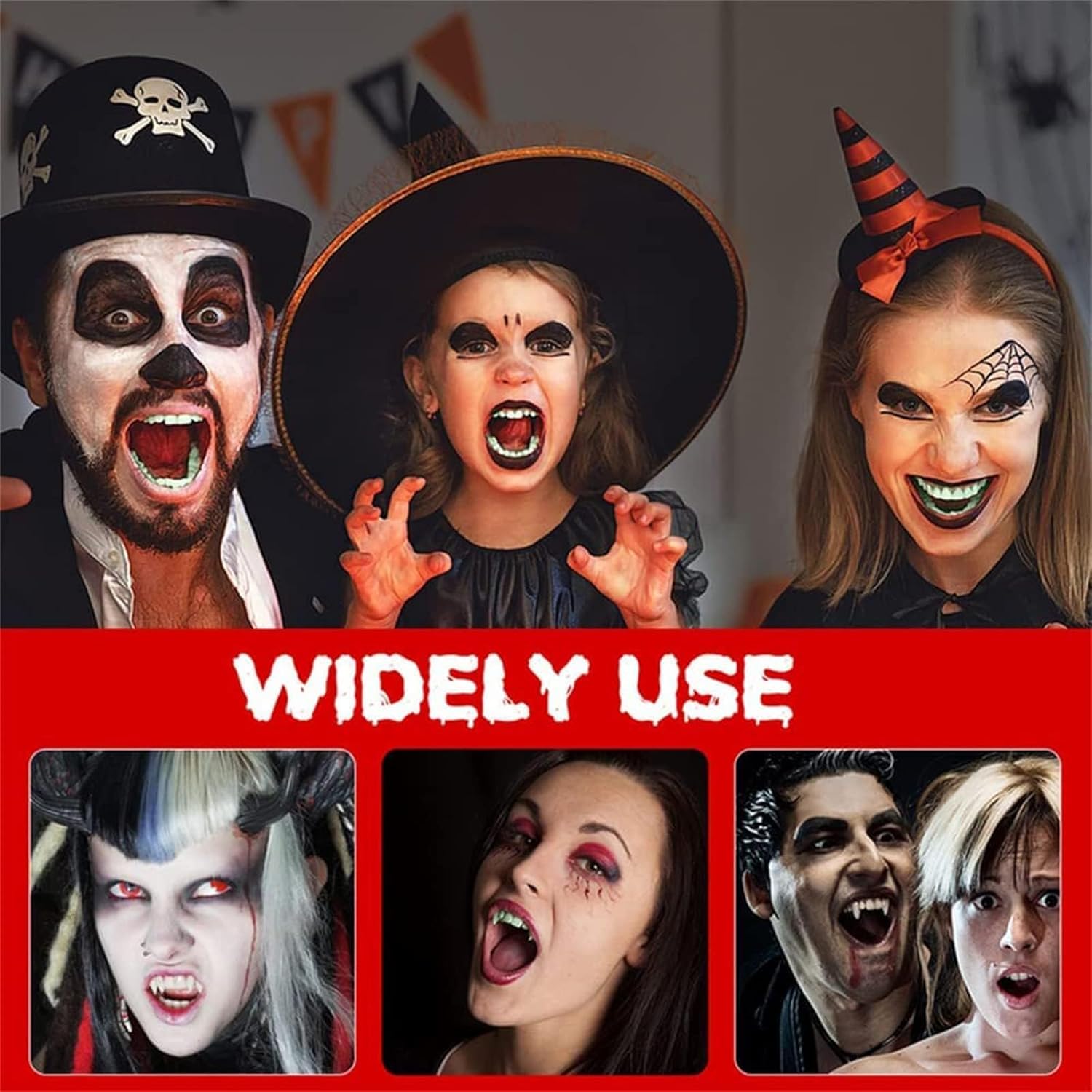 Halloween Vampire Teeth, 4 works Retractable Halloween Vampire Fangs Kids Adults, Realistic Vampire Teeth, Fake Fangs - Image 4