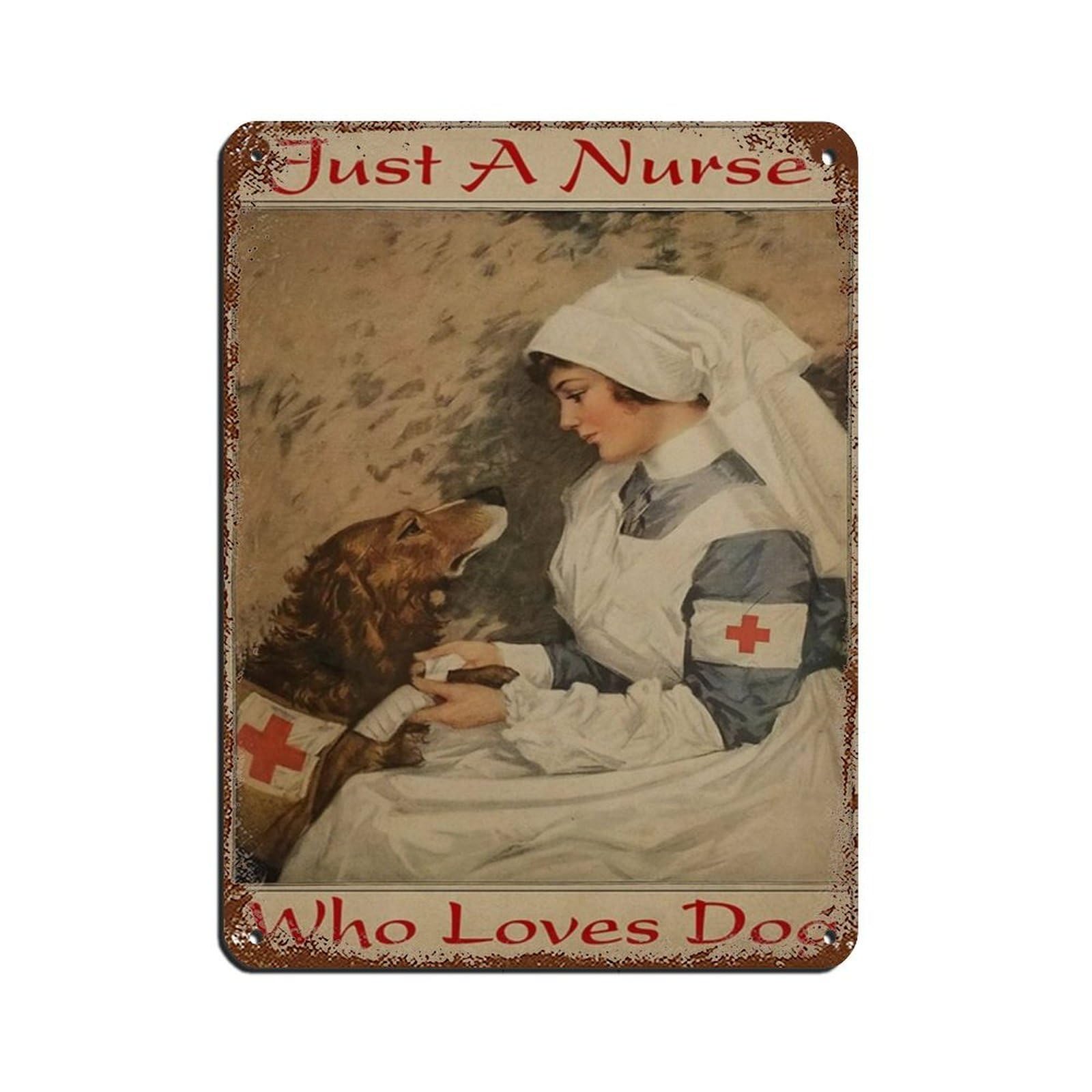 Nurse Poster, Dog Lovers Poster Tin Sign Vintage Metal Pub Club Cafe Bar Home Wall Art Decoration Poster Retro 12x16inch(30x40cm)