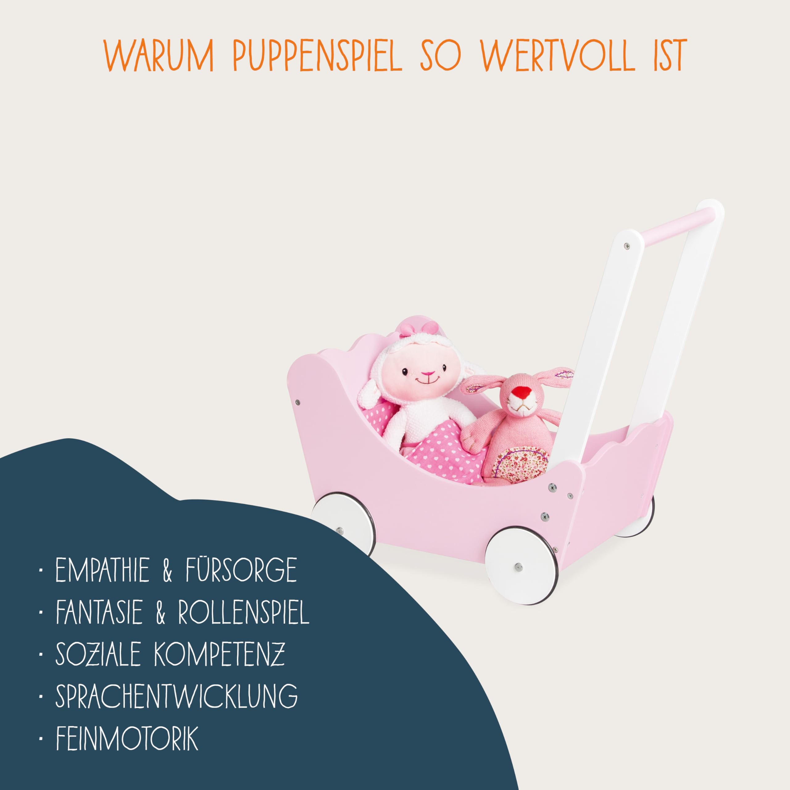Doll's pram 'Jasmin', 4 parts