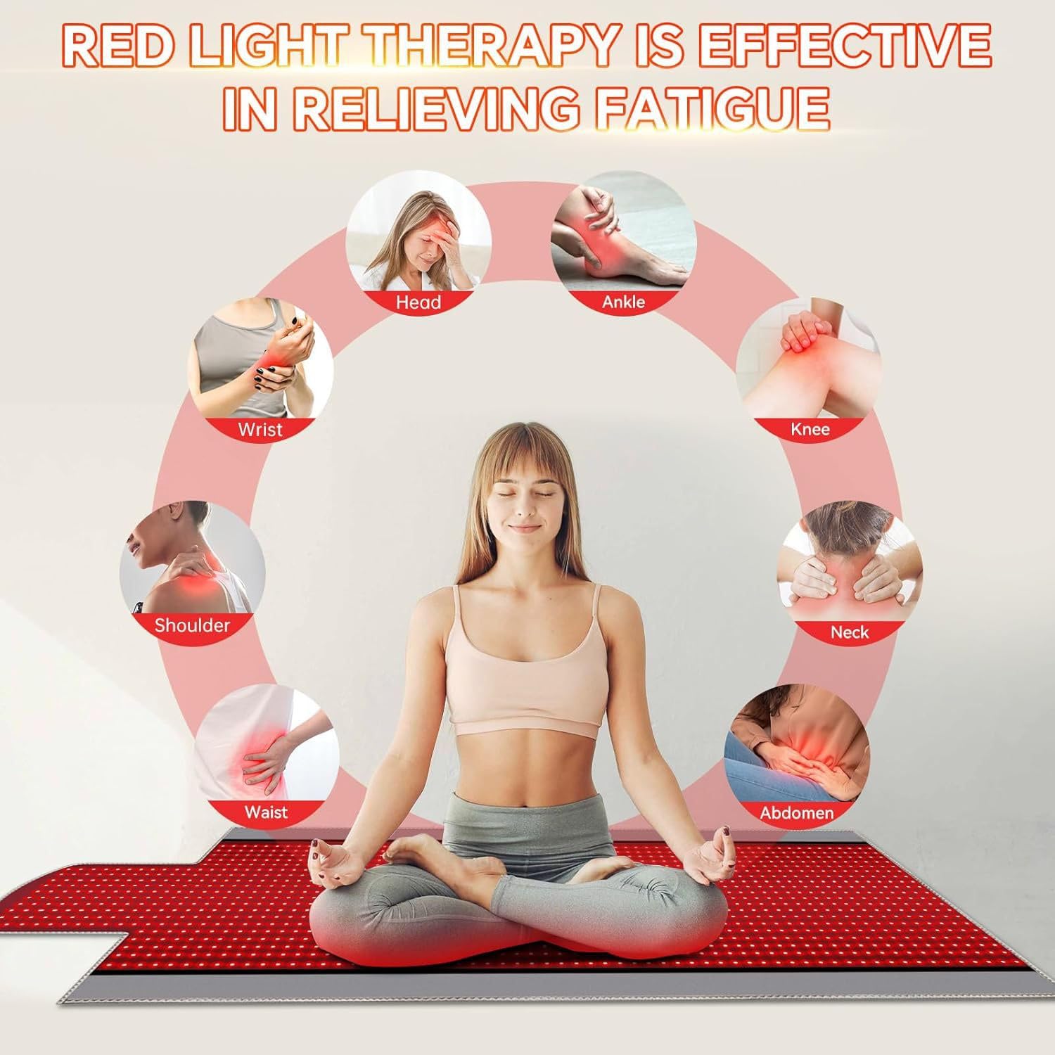 Almohadilla De Terapia Con Luz Roja LED De 1370 Piezas, Alfombrilla De Terapia Con Luz Roja Con Controlador Inteligente Y Ajuste De Potencia De 5 Velocidades, Longitudes De Onda De 660 Nm Y 850 Nm