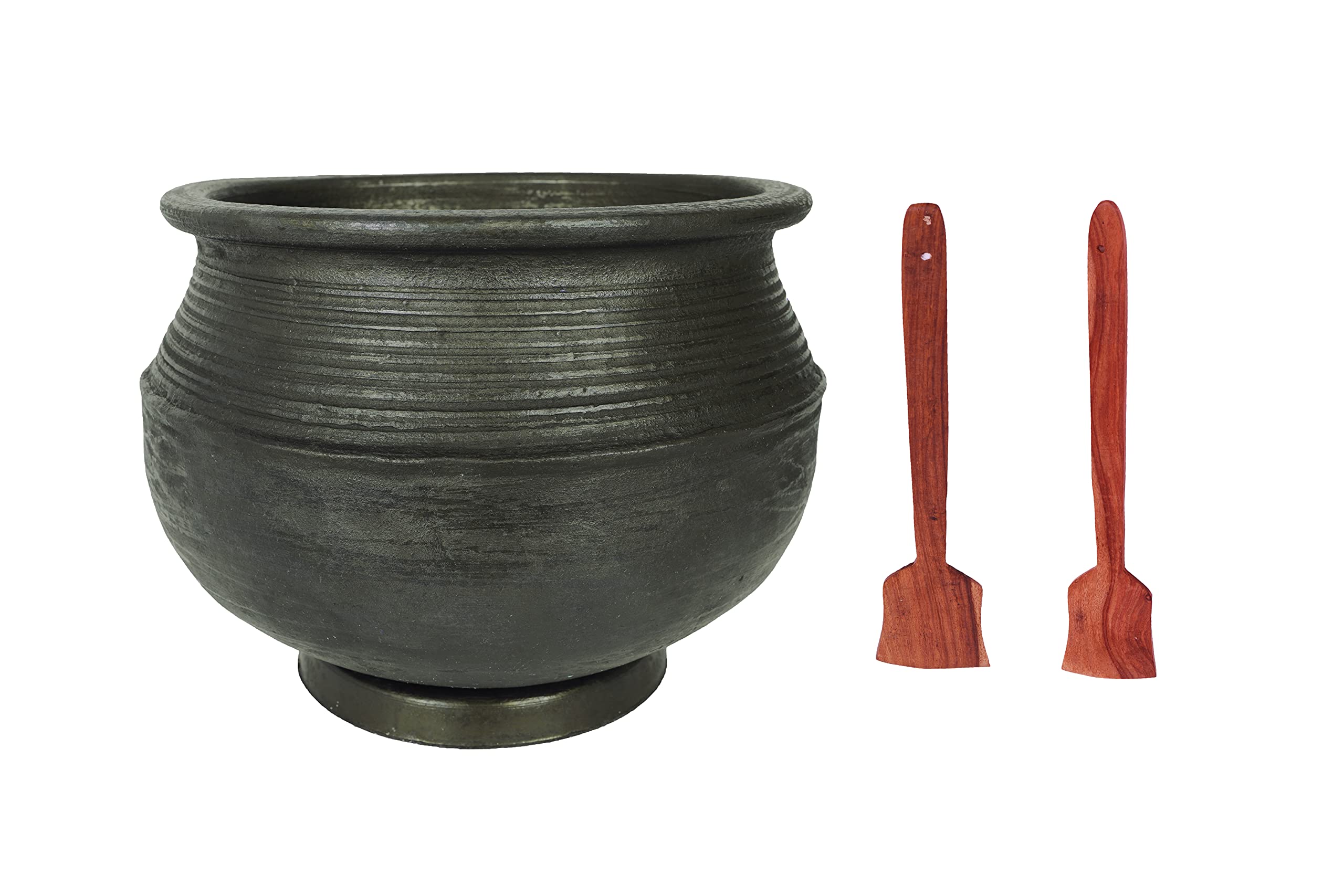 4U CRAFTS India Online Earthen Curry Pot & Black Clay Handi - 3L Mitty Ka Bartan, Kudavan, Kallam Handi (Medium)