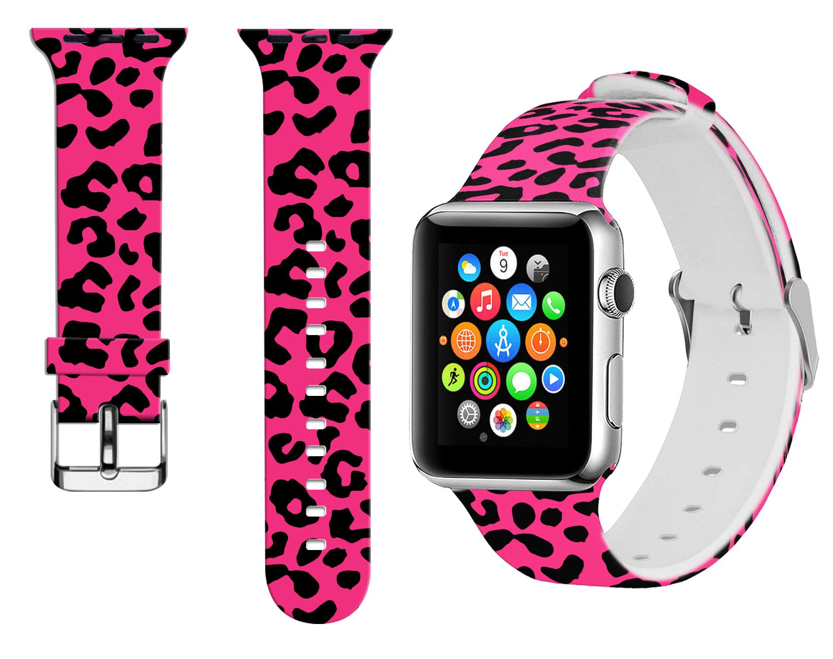 FINCIBO Adjustable Smart Watch Straps, Soft Silicone Watch Bands Compatible with Apple Watch 38mm 40mm 42mm 44mm, iWatch Series 6 5 4 3 2 1 SE,