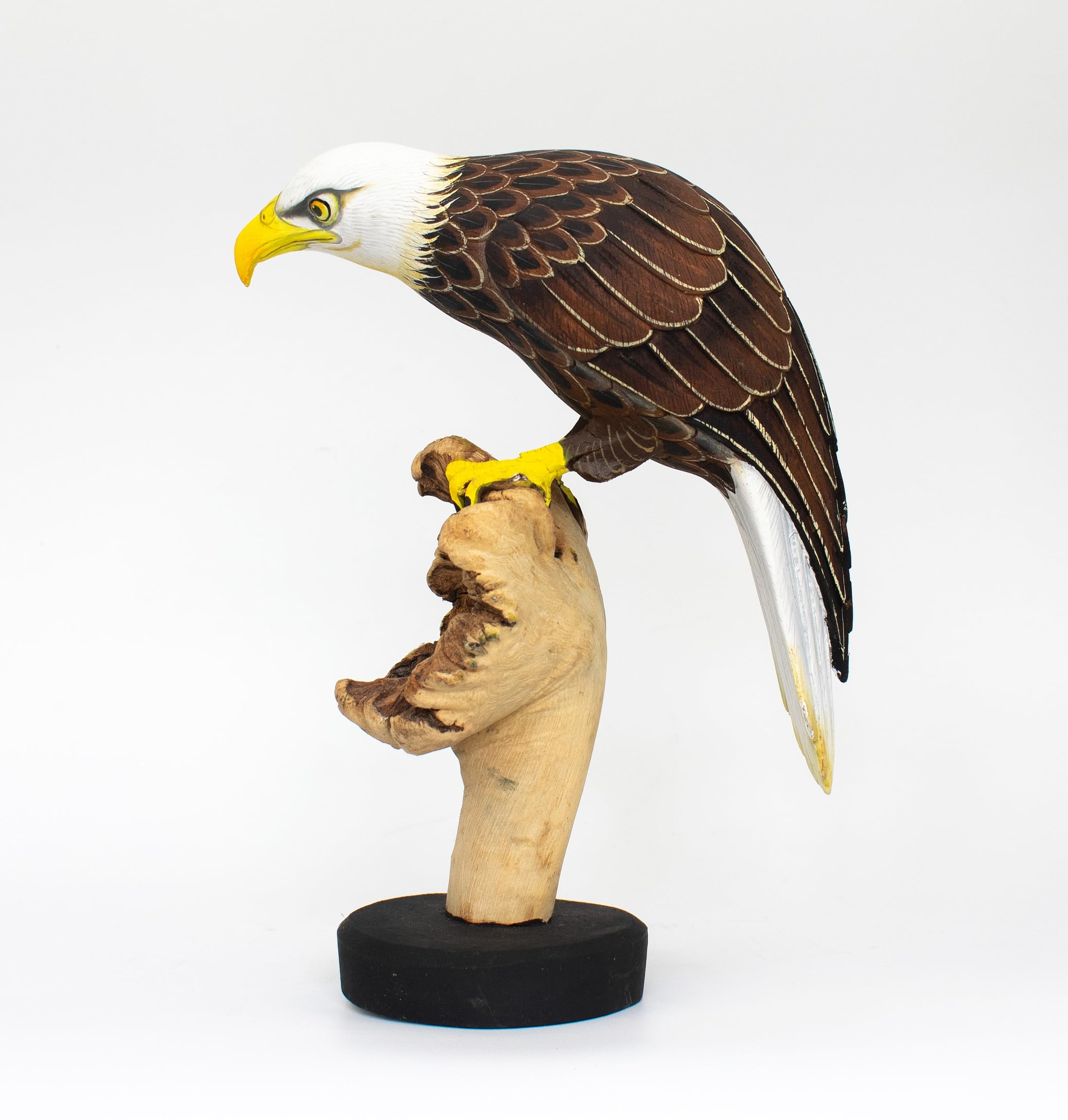 G6 CollectionWooden Hand Carved Eagle Bird Statue Figurine Sculpture Art Home Decor Accent Gift Handcrafted Decoration Handmade Painted (Eagle)