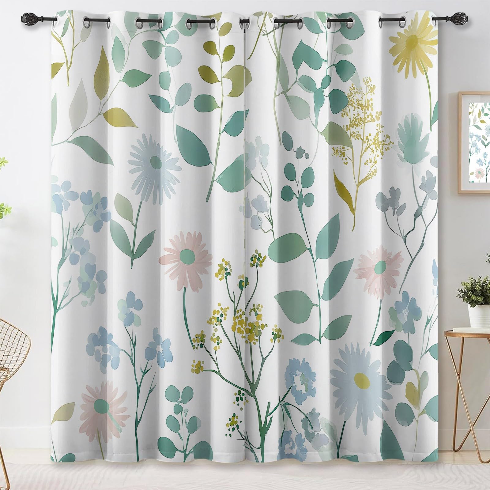 Rideaux imprimé pour salon et chambre à coucher au style végétal