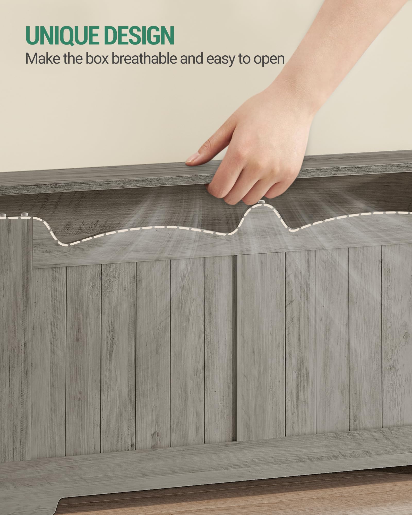 Hzuaneri Truhenbank mit Stauraum, Sitzbank mit Stauraum, Sitztruhe mit 2 Stabilen Scharnieren, Aufbewahrungsschrank, 40 x 100 x 48 cm, für Flur, Schlafzimmer, Wohnzimmer, Helles Elfenbein SB01005X