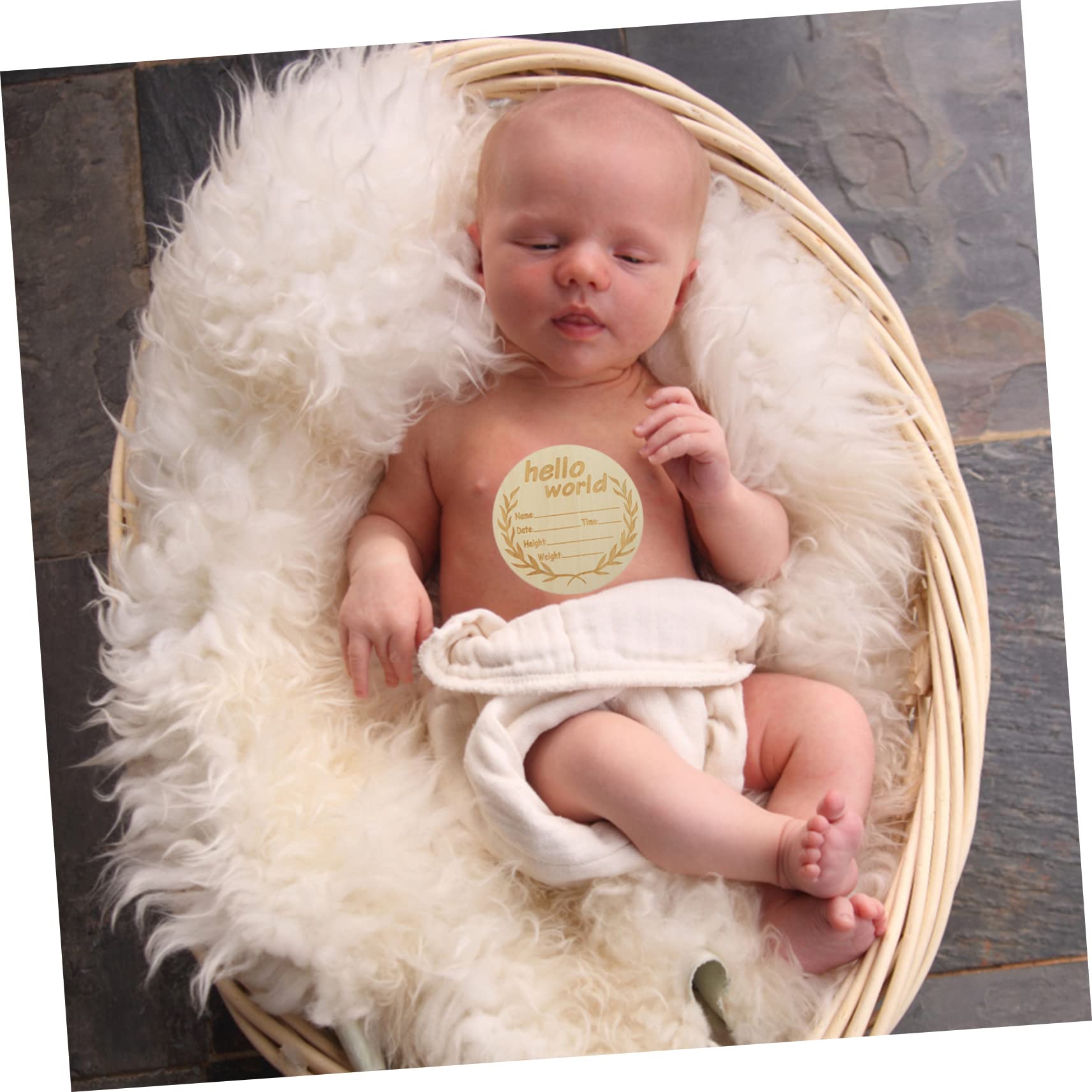 HAPINARY Smooth Wooden Name Sign Birth Announcement Round Newborn Sign for Photography