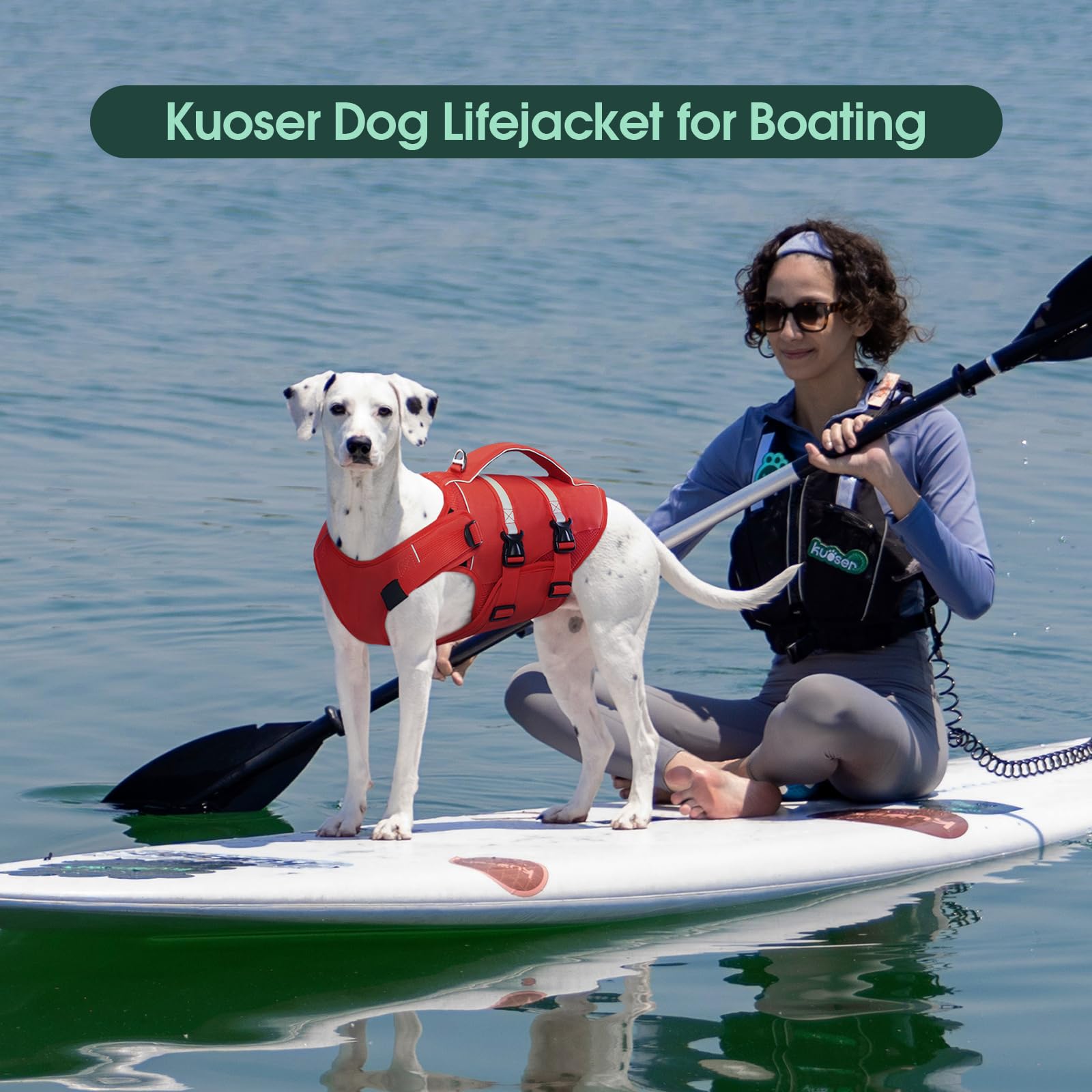 Kuoser Chaleco salvavidas para perros pequeños, chaleco salvavidas para perros con asa y reflectante, chaqueta de flotabilidad ajustable para perros, chaleco flotante para perros pequeños con