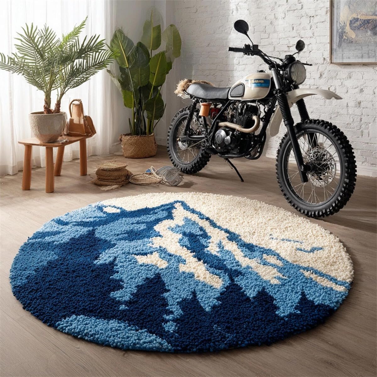 Kitquiver Rug Latch Hook Craft Kits Snow Mountain Forests 100x100cm