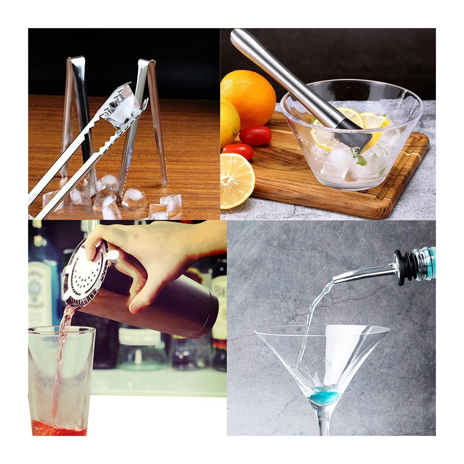 Liudan Coctelera para Cócteles Coctel Shaker Set Boston Bartender Kit con Soporte Acero Inoxidable Cóctel Coctelero Profesional Home Bar Herramientas Beber Fiesta Accesorios Juego de cóctel