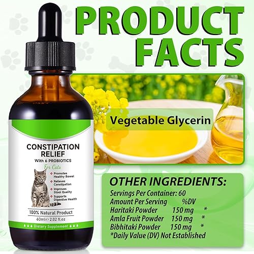 Miniatura 4 de Alivio del estreñimiento del gato, alivio del estreñimiento laxante para gatos, laxante 100% natural con 6 probióticos suavizantes de heces,