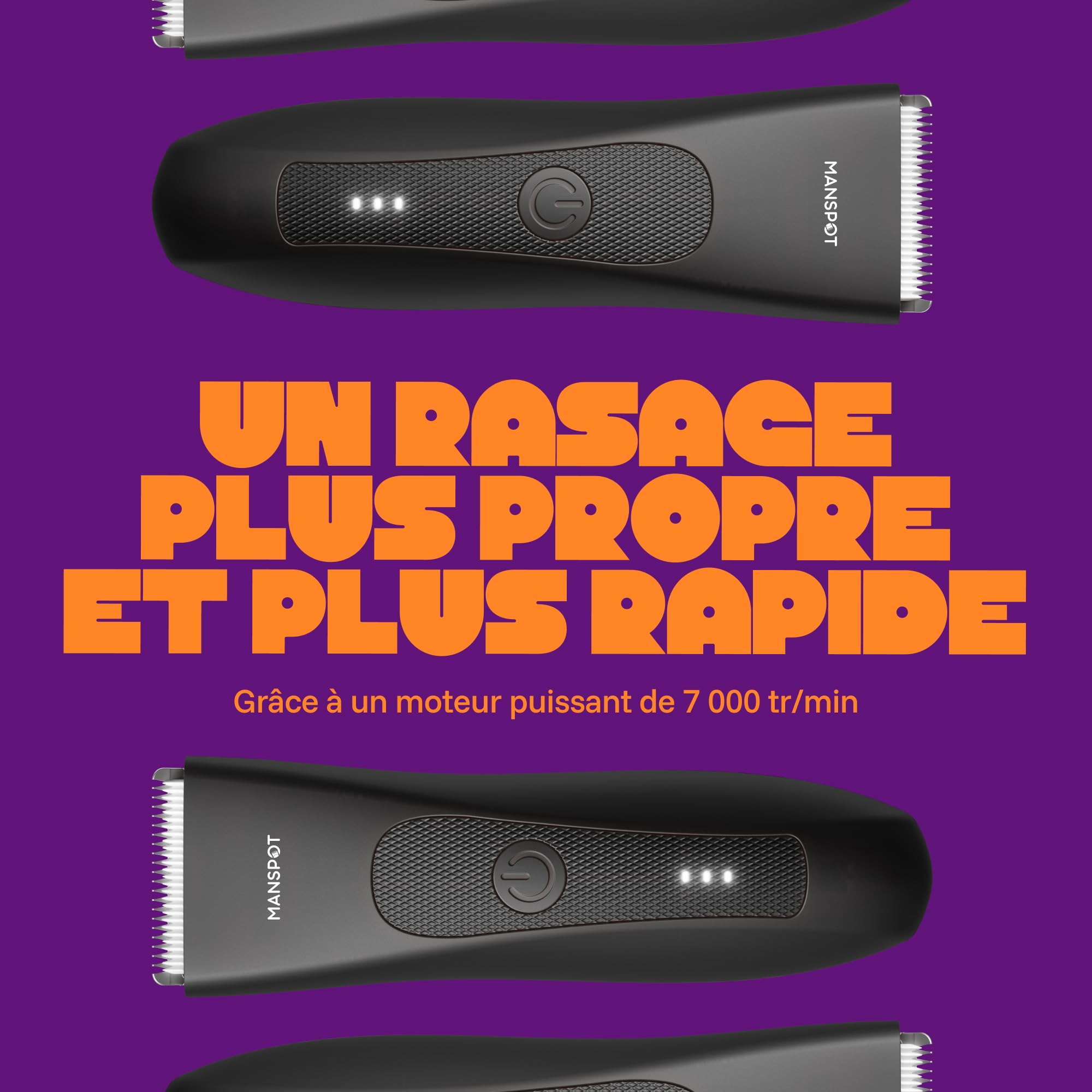 MANSPOT Tondeuse Intime Homme Étanche IPX7 Lame Céramique Hypoallergénique Rasoir Corps Barbe 4 Sabots