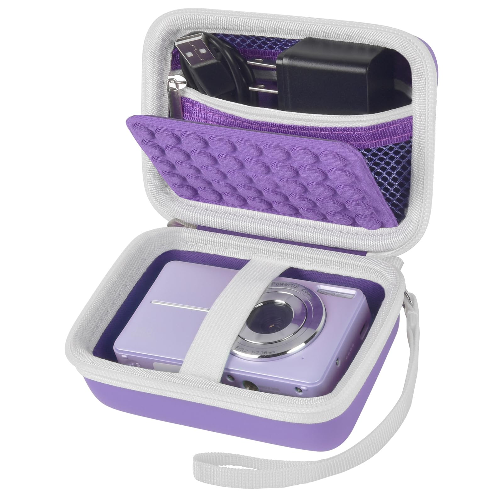 Boobowl Digital Camera Case Compatible with CAMKORY/for Lecnippy/for Lecran/for KODAK PIXPRO/for Qumcou/for WONNIE Point & Shoot Cameras, Small Compact Camera Pouch for SD Card Accessories (Purple)