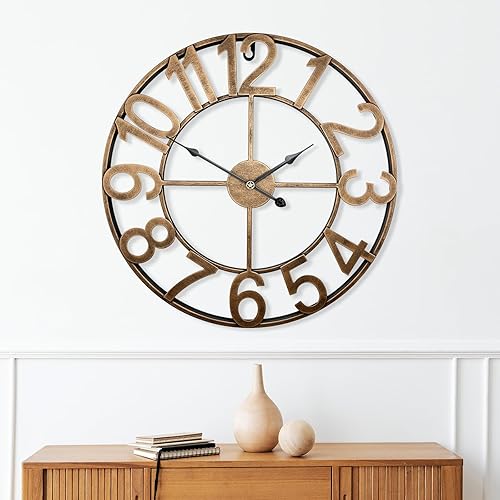 Miniatura 9 de Reloj grande para exteriores, reloj de pared para exteriores de 16 pulgadas, funciona con pilas, moderno reloj decorativo de metal negro para patio,