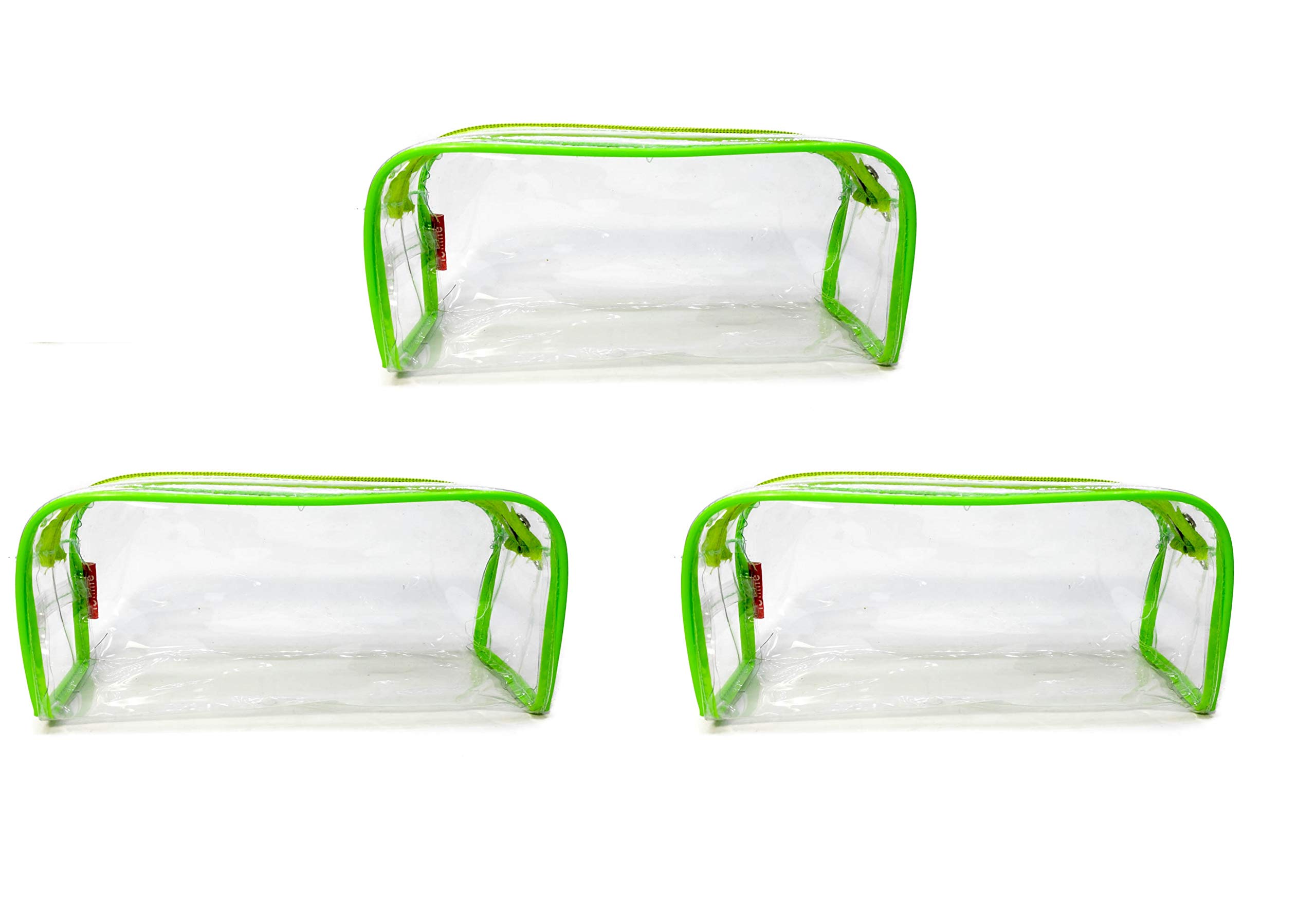 iShine Multipurpose Travel Morning Zipper Pouch for Men and Women Transparent Medium (Pack of 3, Green)-picture-32