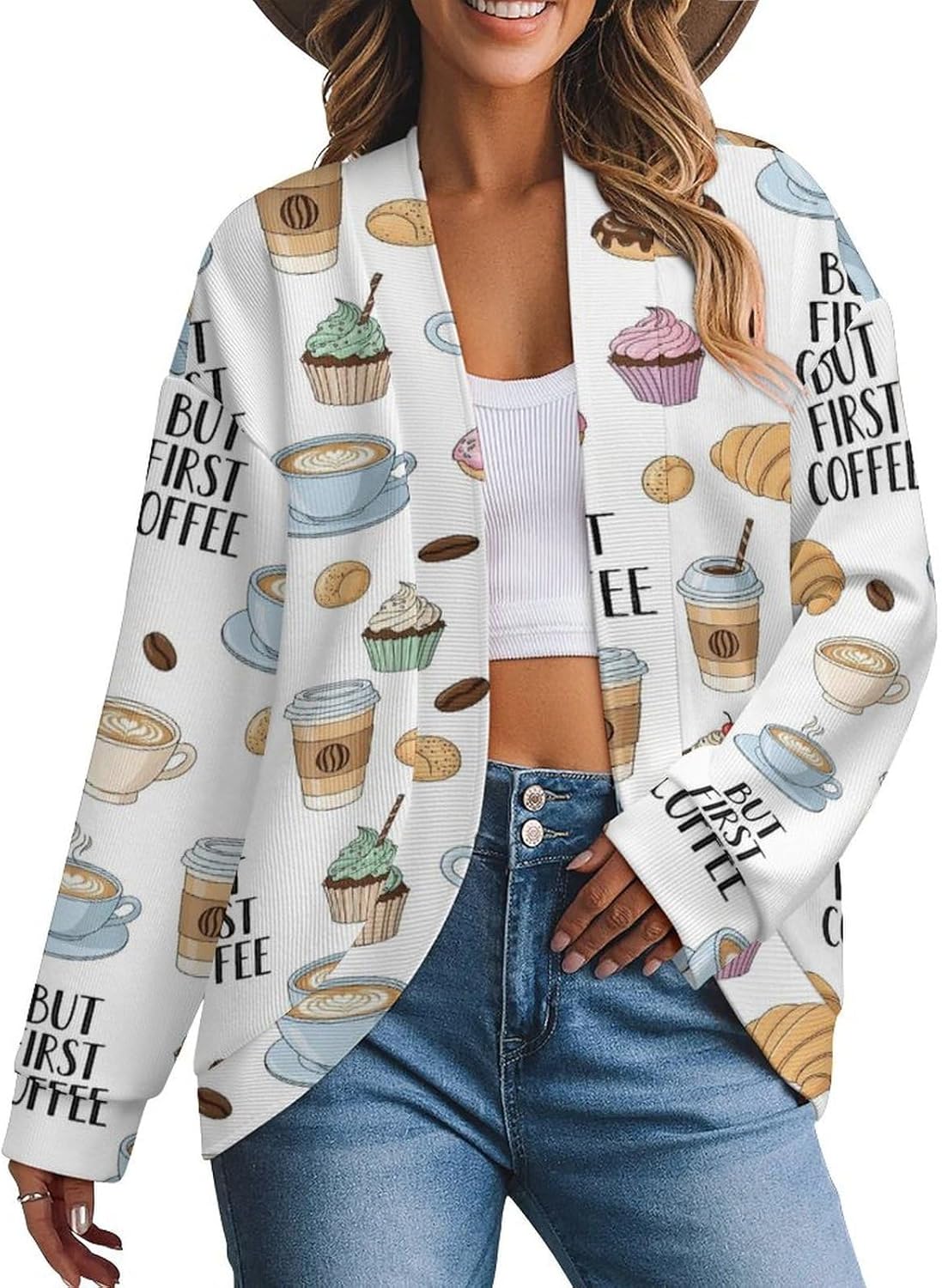 Casual Loose Soft Sweater Cardigan for Women, Long Sleeve Tops Open Front Knit Outerwear (S-3XL