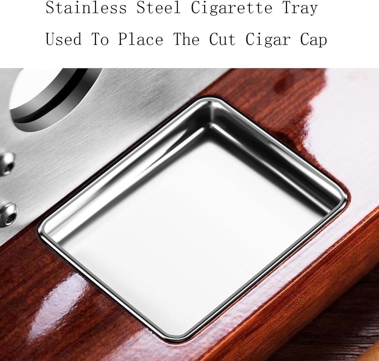Table Top Cigar Cutter with Anti-Slip Handle & Stainless Steel Ashtray, Large Diameter Incision and Fast Cutting Cigars, Easy to Clean & Sturdy Structure