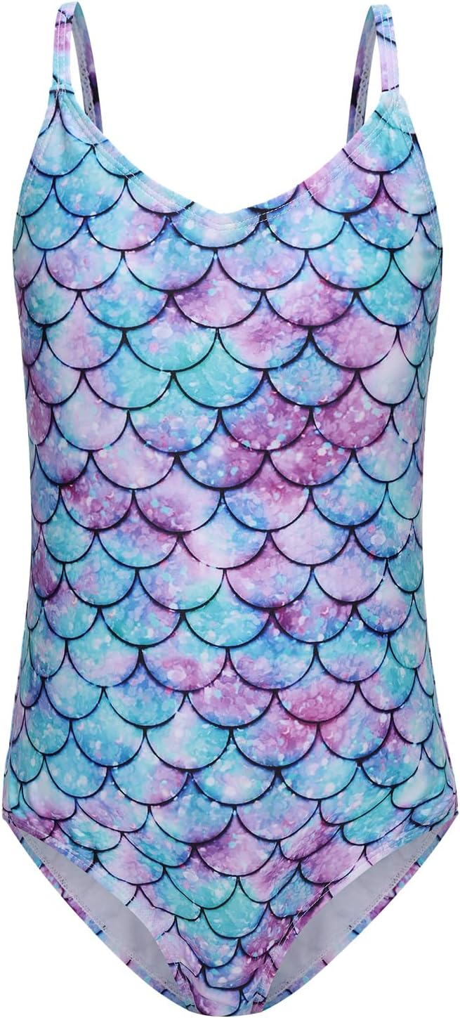 Girls One Piece Swimsuits Mermaid Bathing Suits Summer Swimsuit 2-14 Years