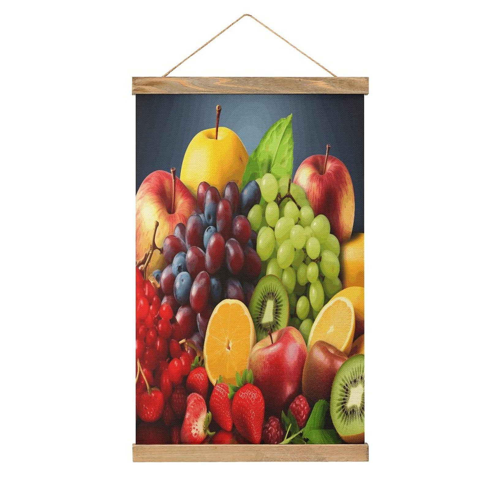 FekiLoot Fruits Linen Hanging Painting Vintage Poster Hanger Frame Wall Decor Art Painting Printed on Linen Without Fading Living Room Office Bedroom Playroom Apartment Decor