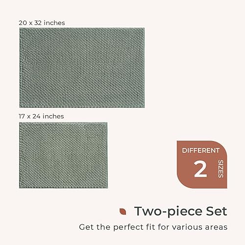 Miniatura 5 de FRESHMINT Juego de 2 alfombras de baño de felpilla de 17 x 24 pulgadas + 20 x 32 pulgadas, antideslizantes, para baño, absorbentes de agua,