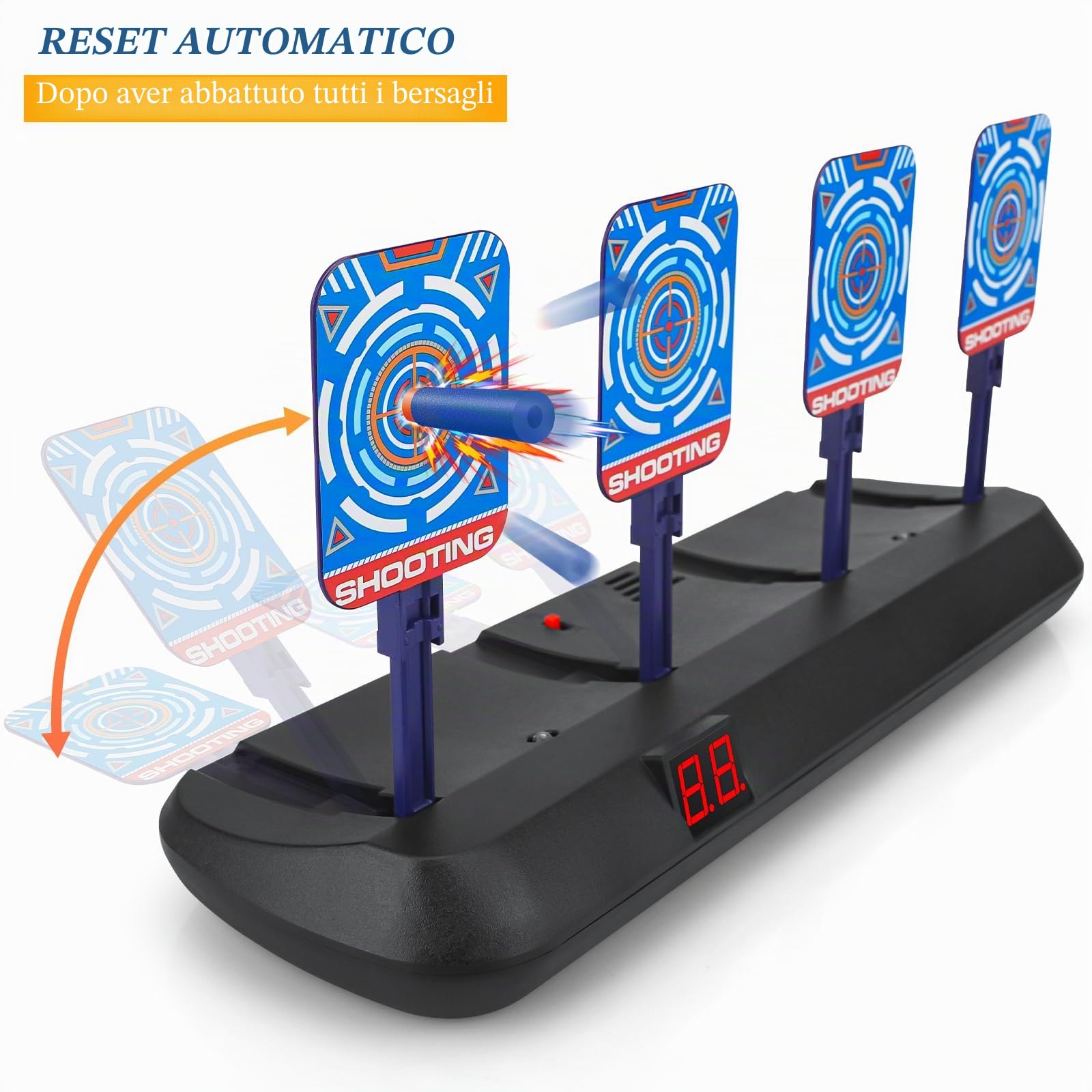 Tiro al Bersaglio Bambini, Bersaglio Nerf Elettronico con 20 Proiettili Freccette per Pistola Giocattolo Giochi Bambino 3 4 5 6 7 8 9 10 Anni Gioco Interno Esterno Regalo Bimbo Compleanno Natale