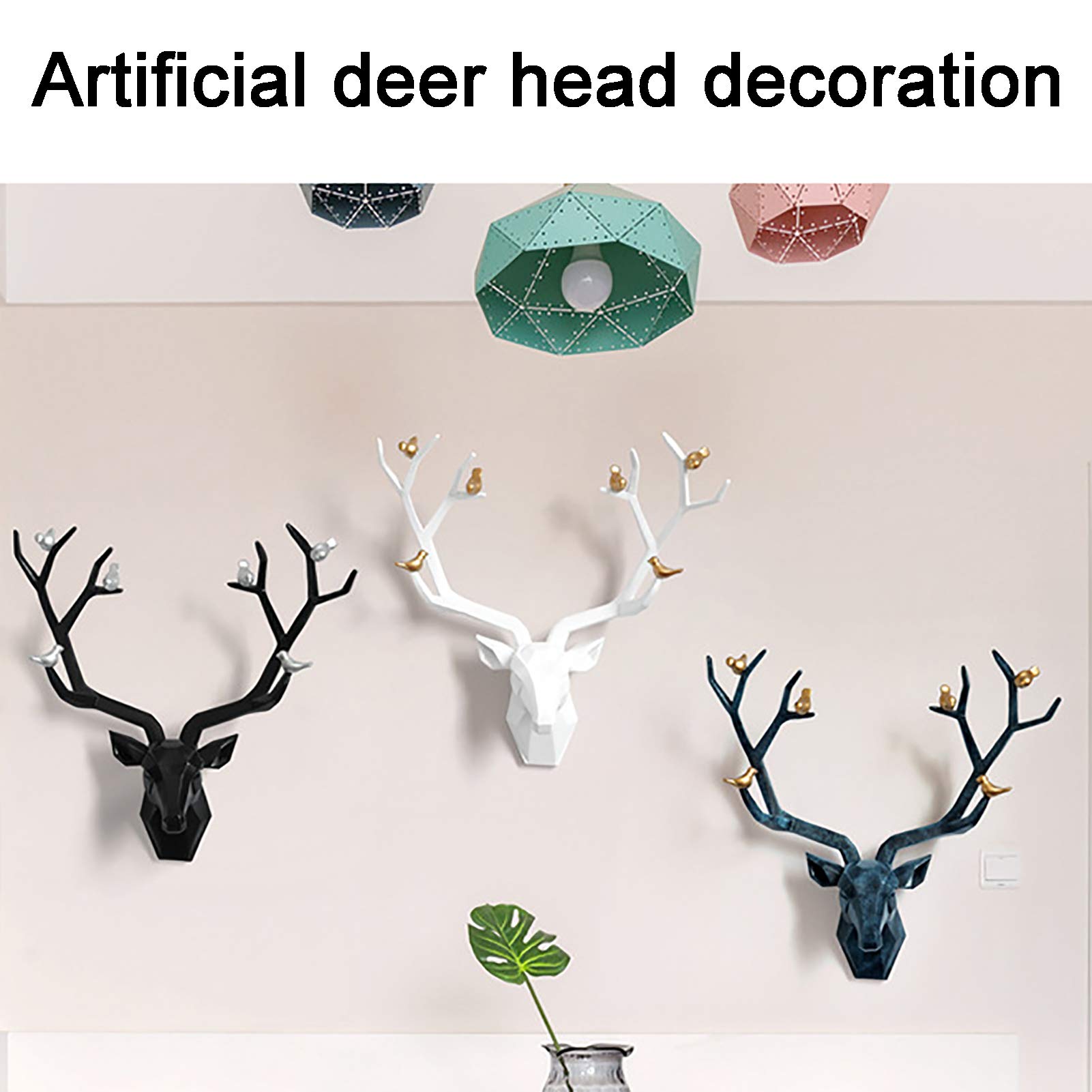 Large Faux Deer Head Wall Art for Your Home, Wall Mounted Faux Antlers