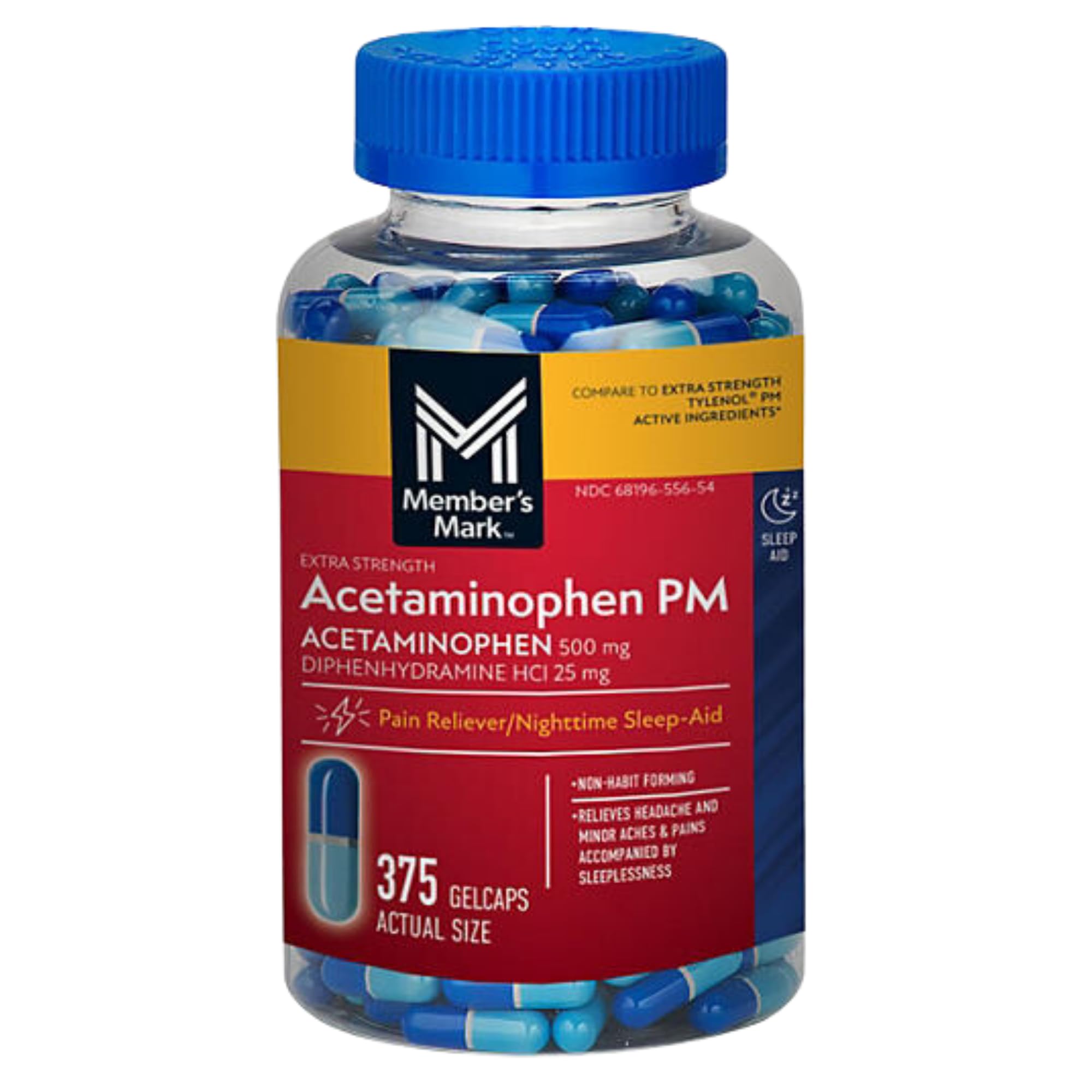 Acetaminophen 500 mg PM Extra Strength 375 Gelcaps (Pack of 01)