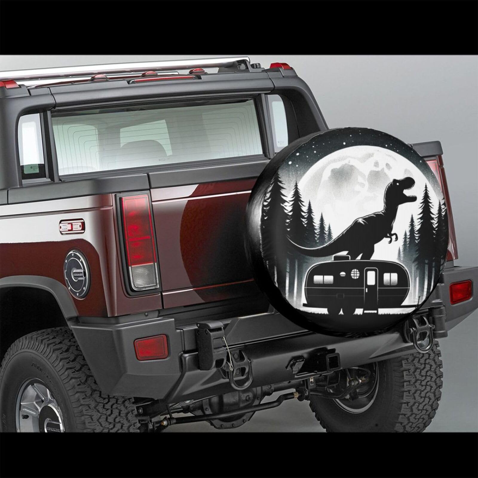 Universal Fit Spare Tire Cover for Rv, SUV, Camper - Dinosaur Trailer Decorative Tire Covers Weatherproof, Wheel Protector for Camping & Travel Trailer